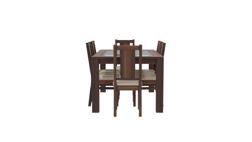 Stylish Wooden Dining Table Set - Professional 3D Model Render 8