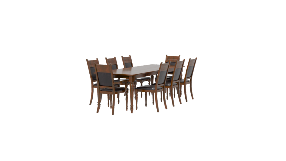 Elegant Wooden Dining Table Set 3D Model - Professional 3D Model Render 6