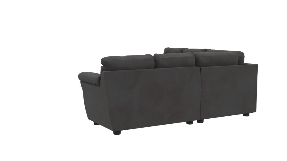Contemporary Black Leather Sectional Sofa 3D Model - Professional 3D Model Render 4