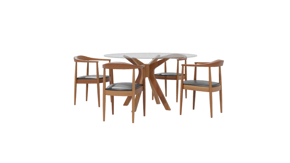 Stylish Modern Dining Table and Chair Set 3D Model - Professional 3D Model Render 6