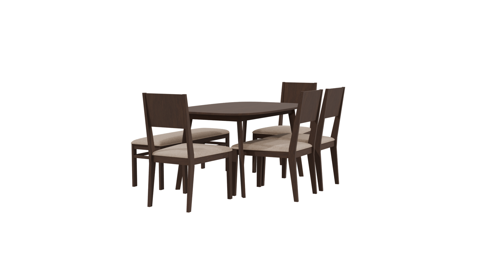Stylish Wooden Dining Set 3D Model - Professional 3D Model Render 3