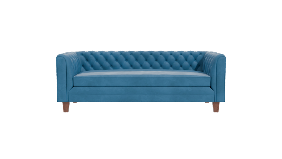 Stylish Blue Upholstered Sofa - Professional 3D Model Render 11