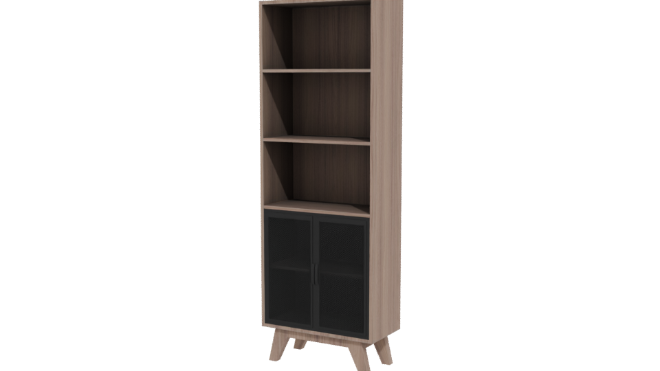 Stylish Wooden Bookshelf Model - Professional 3D Model Render 12