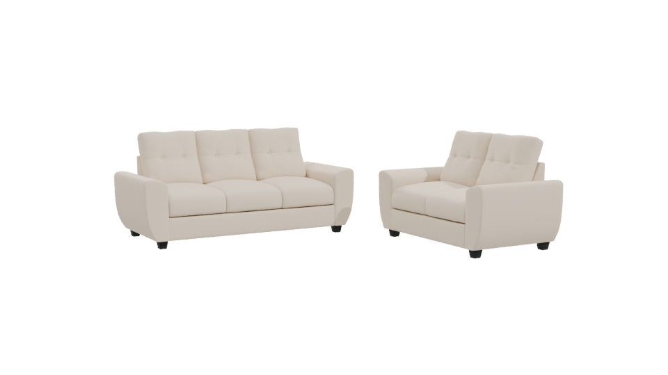 Contemporary Cream Leather Sofa Set 3D Model - Professional 3D Model Render 10