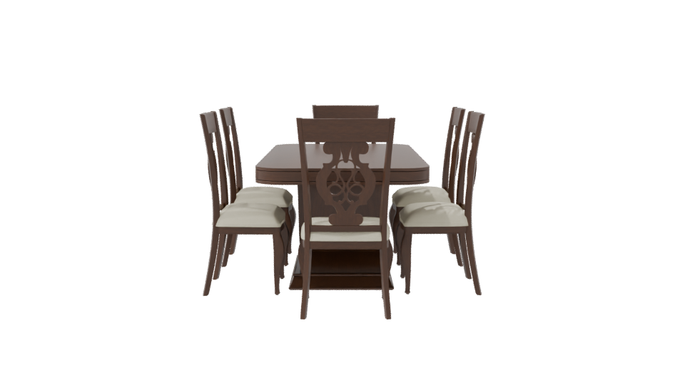 Elegant Wooden Dining Table Set - Professional 3D Model Render 8