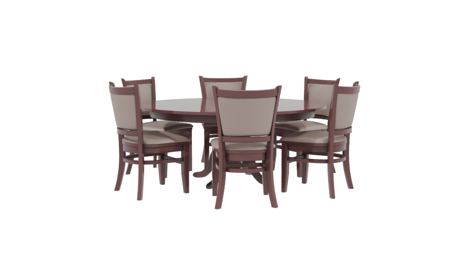 Elegant Round Dining Table with Chairs 3D Model - Professional 3D Model Render 3
