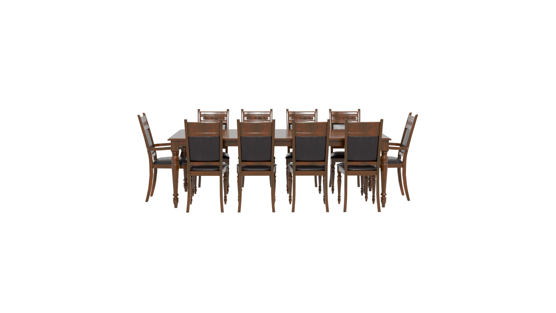Elegant Wooden Dining Table Set - Professional 3D Model Render 5