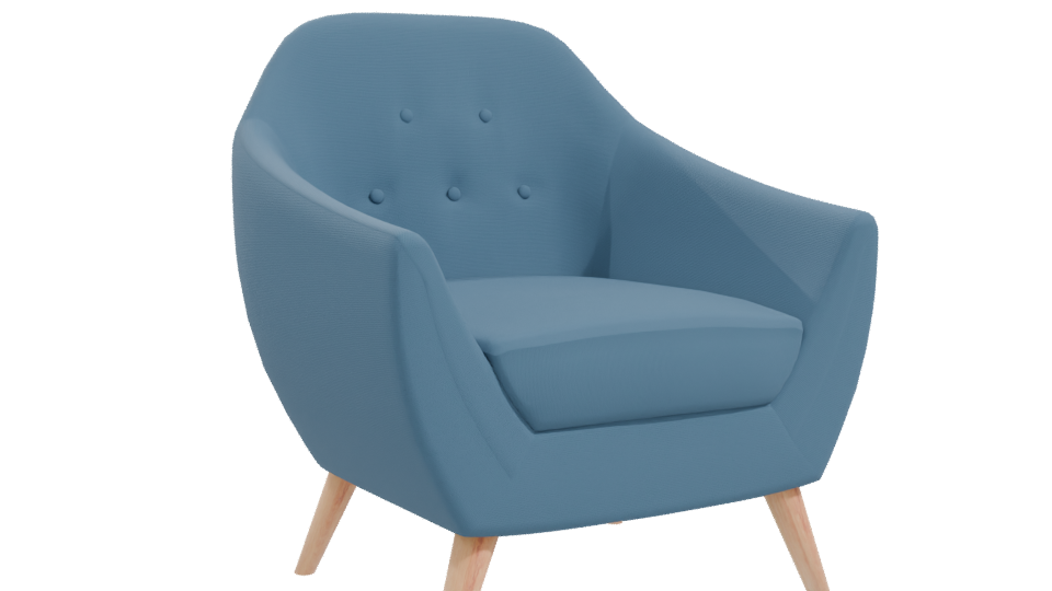 Stylish Blue Accent Chair 3D - Professional 3D Model Render 10
