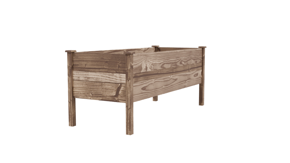Rustic Wooden Planter Box Model - Professional 3D Model Render 3