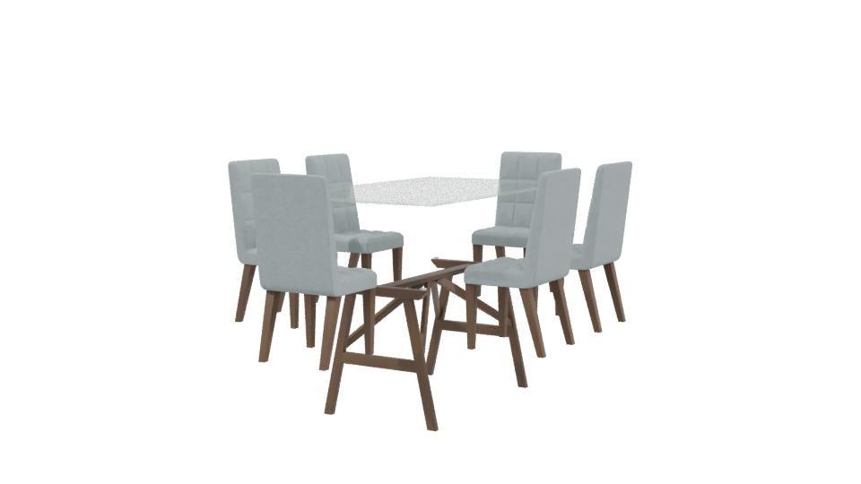 Stylish Glass Dining Table Set - Professional 3D Model Render 3