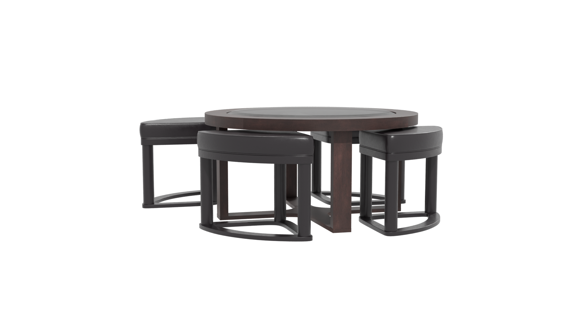 Modern Round Dining Table Set - Professional 3D Model Render 12