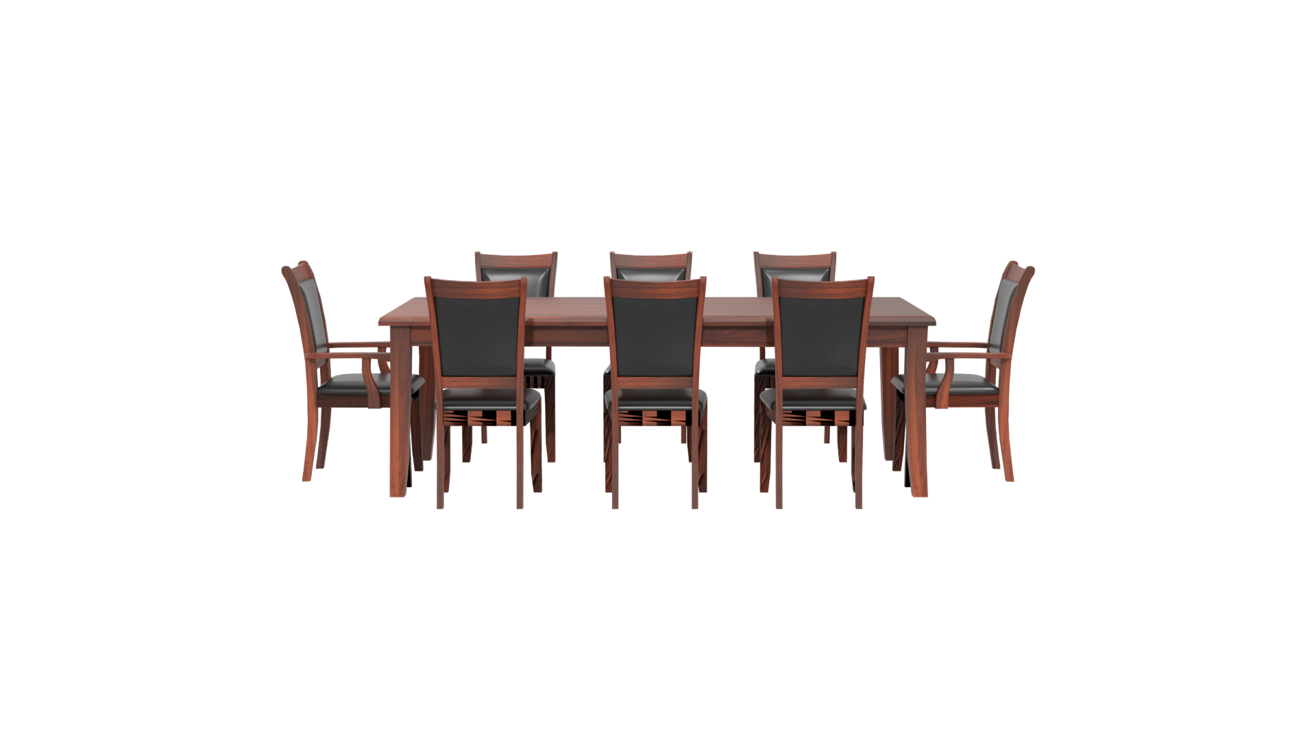 Elegant Rectangular Wooden Dining Table Set 3D Model - Professional 3D Model Render 5