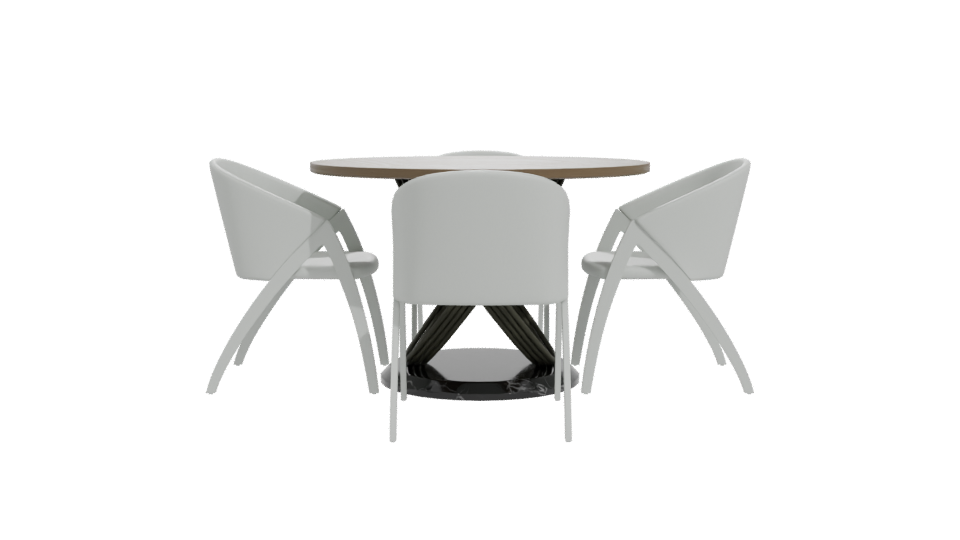 Modern Round Table Set 3D - Professional 3D Model Render 11