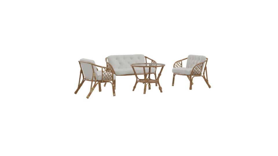 Elegant Rattan Furniture Set 3D - Professional 3D Model Render 10