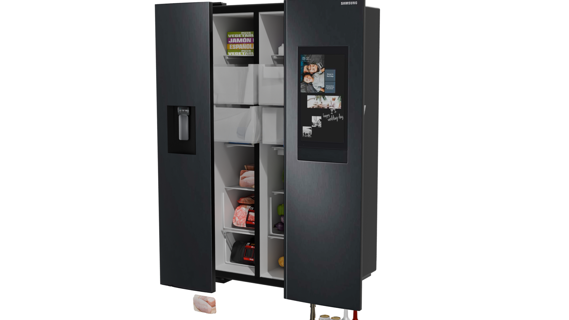 Modern Black Refrigerator 3D Model - Professional 3D Model Render 12