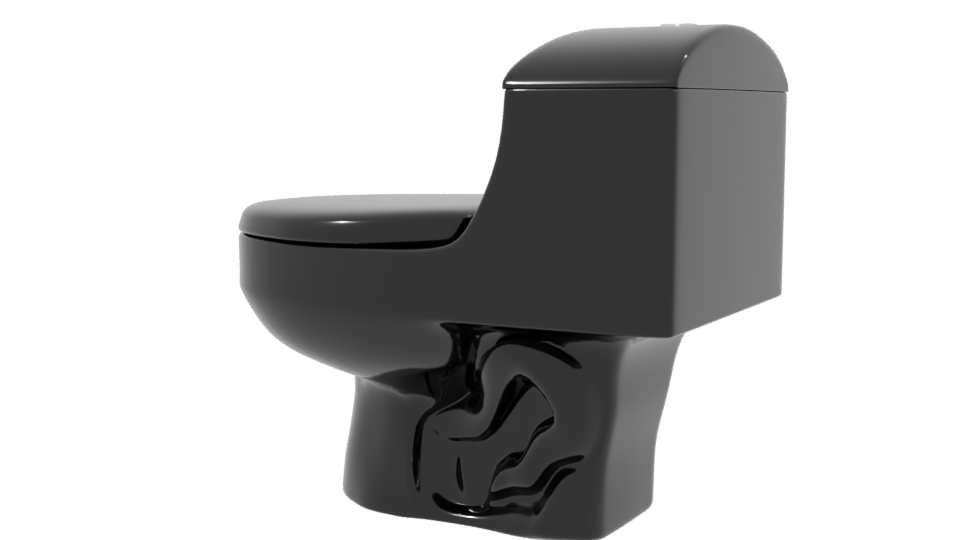 Modern Black One-Piece Toilet 3D - Professional 3D Model Render 3