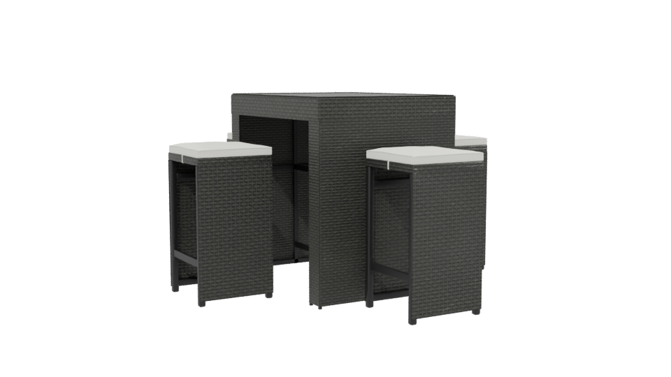 Bar Table with 4 Stools 3D - Professional 3D Model Render 13