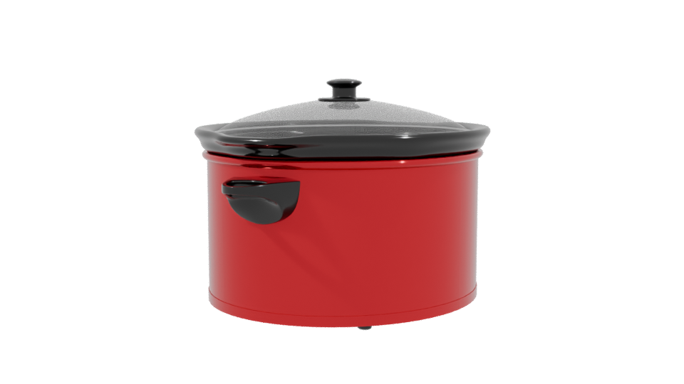 Sleek Red Electric Slow Cooker 3D Model - Professional 3D Model Render 3