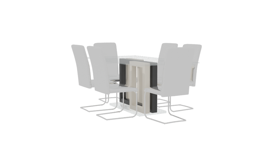 Stylish Glass Dining Table Set - Professional 3D Model Render 7