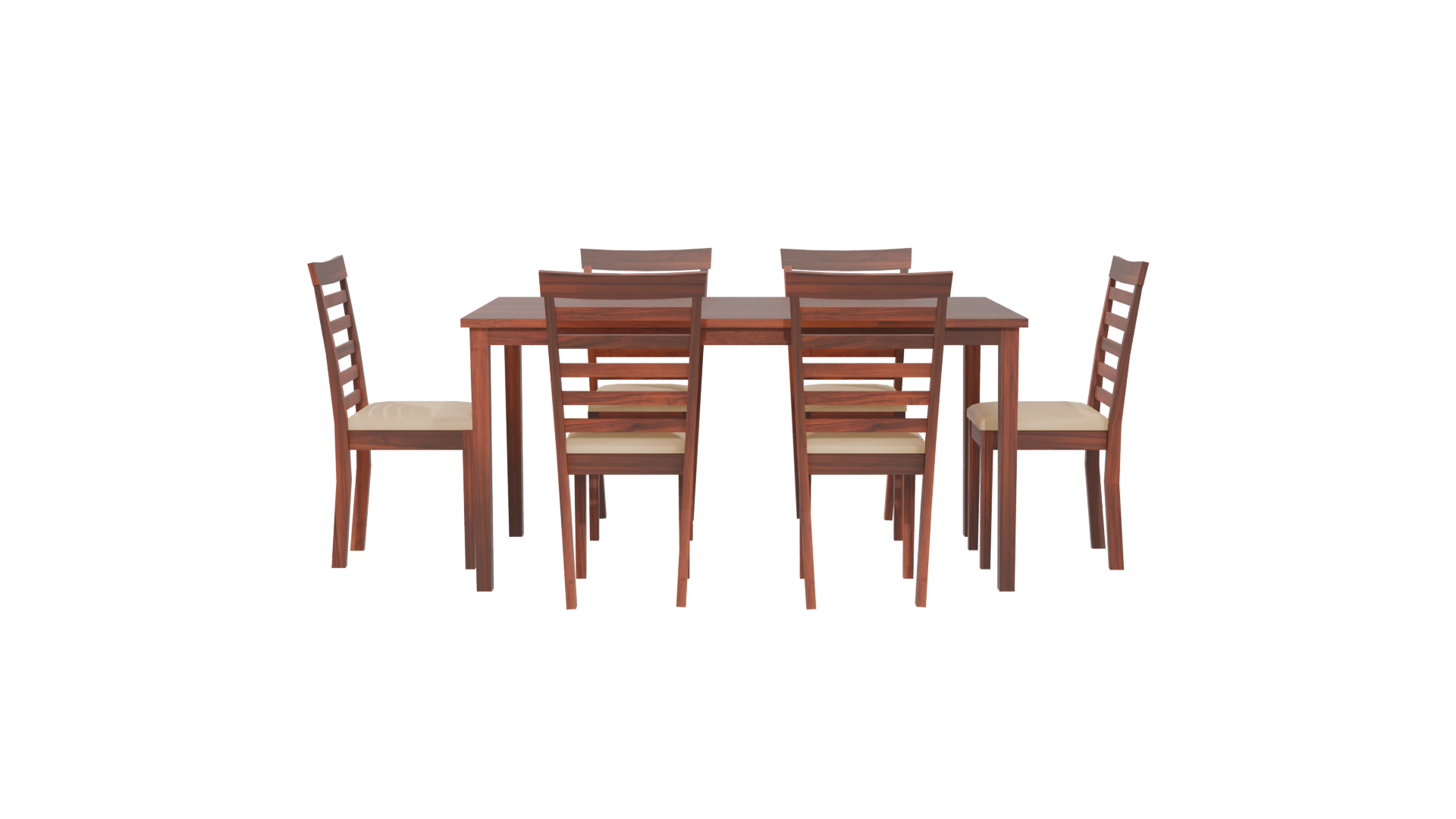Wooden Dining Table Set 3D - Professional 3D Model Render 5
