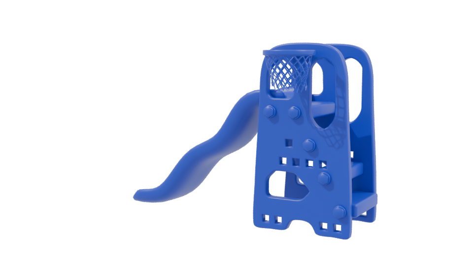 Children's Play Slide with Basketball Hoop 3D Model - Professional 3D Model Render 3