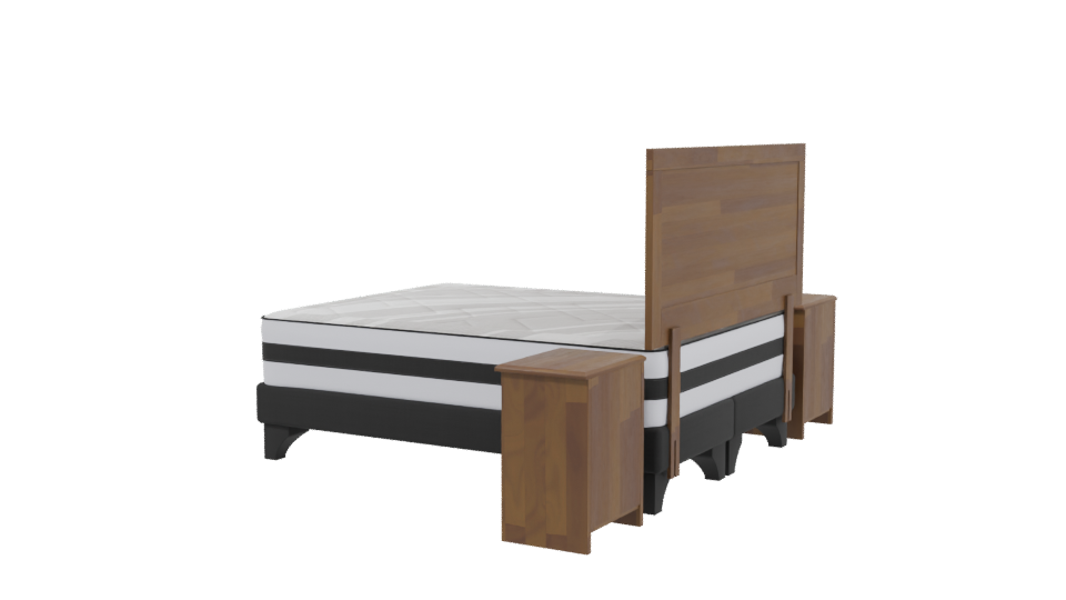 Elegant Wooden Bed Set 3D - Professional 3D Model Render 3