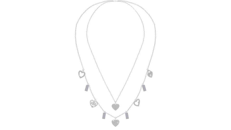 Stylish Double Layer Heart Necklace - Professional 3D Model Render 11