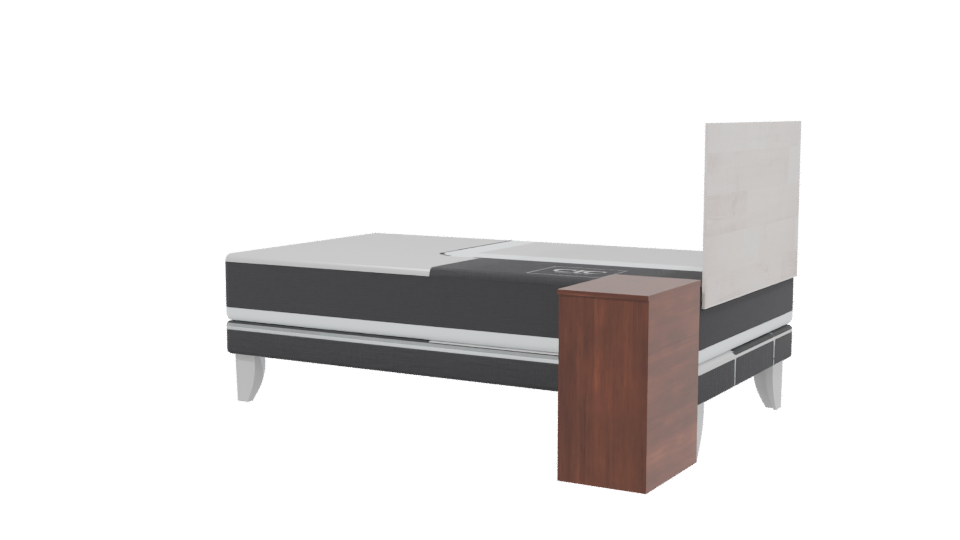 Stylish Minimalist Bed with Nightstand 3D Model - Professional 3D Model Render 3