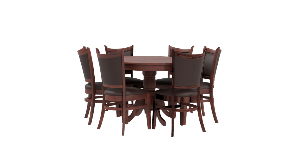 Elegant Circular Dining Table Set - Professional 3D Model Render 4