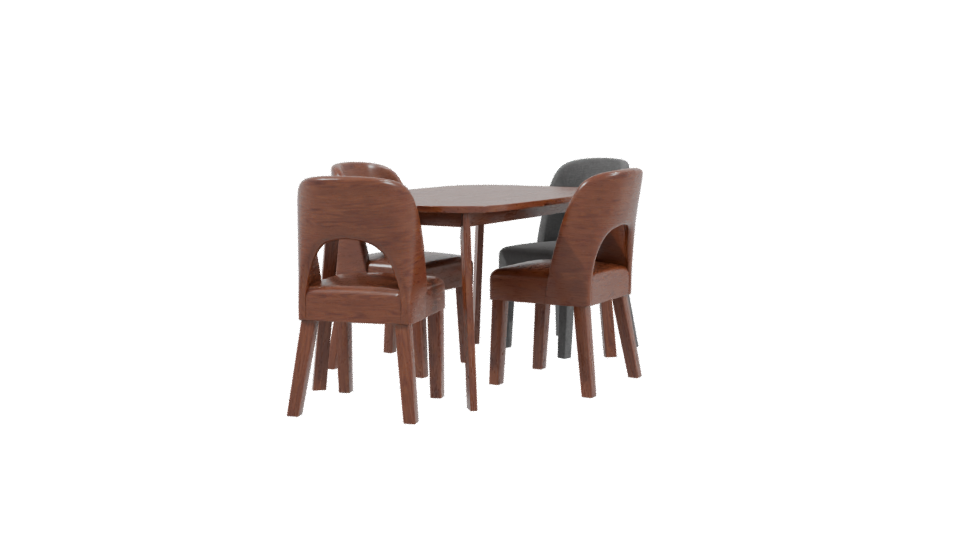Stylish Wooden Dining Table Set - Professional 3D Model Render 3