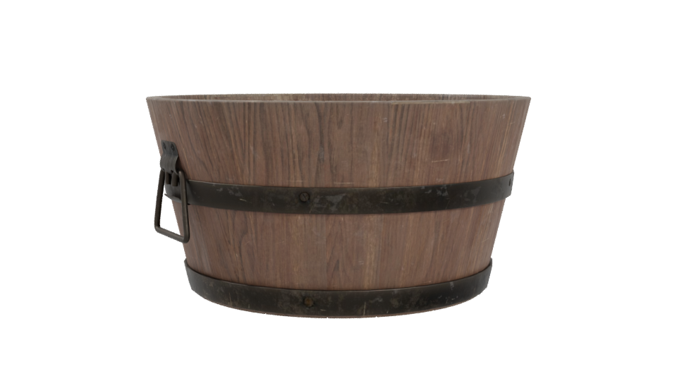 Rustic Wooden Bucket Model - Professional 3D Model Render 4