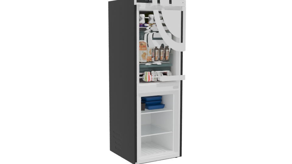 Sleek Black Refrigerator Model - Professional 3D Model Render 10