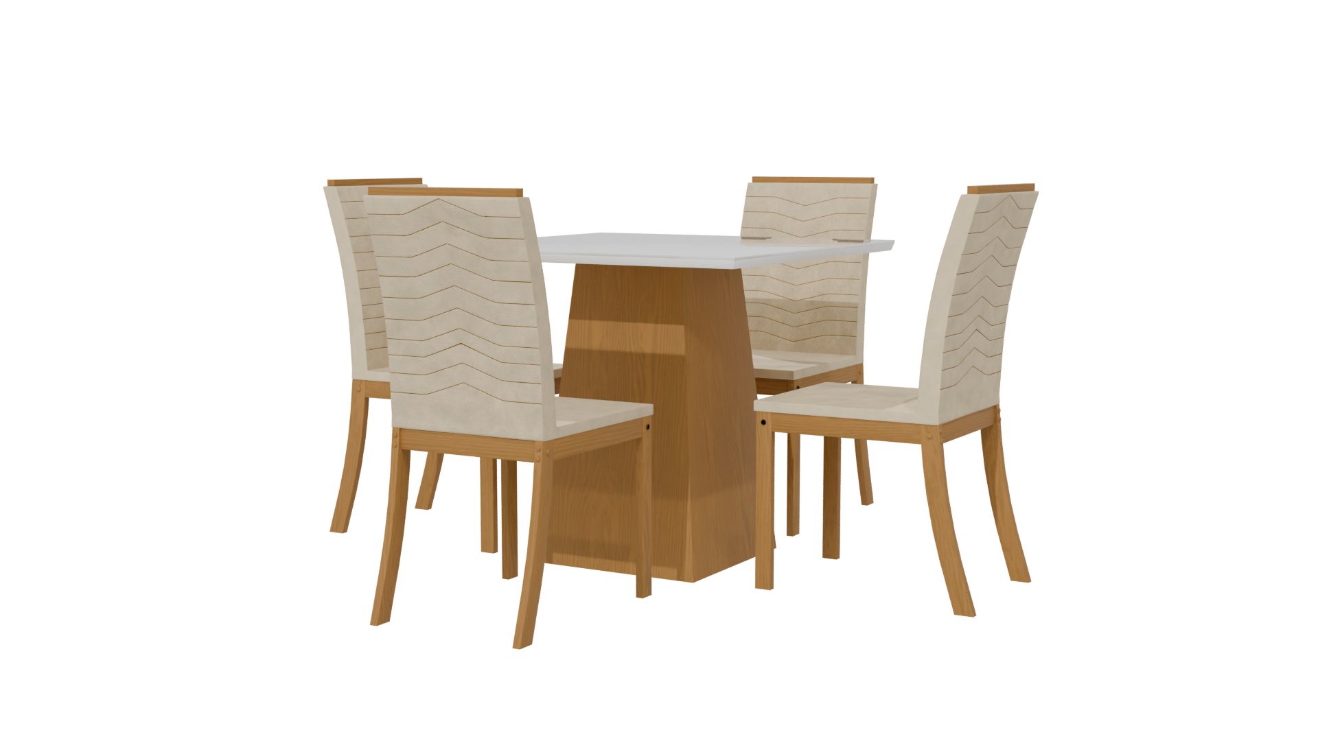 Stylish Wooden Dining Set 3D - Professional 3D Model Render 6
