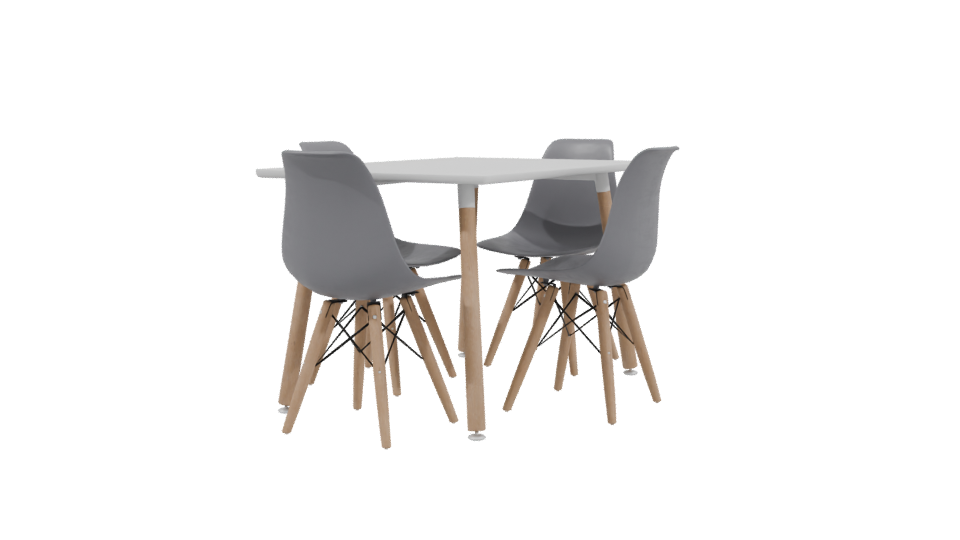 Stylish Minimalist Dining Table Set 3D Model - Professional 3D Model Render 3