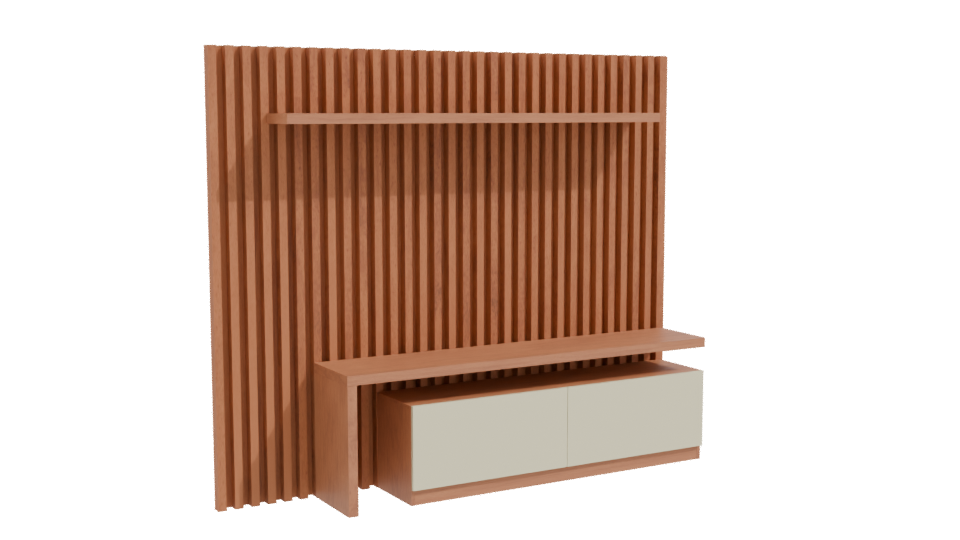 Contemporary Wooden Wall Unit 3D - Professional 3D Model Render 10