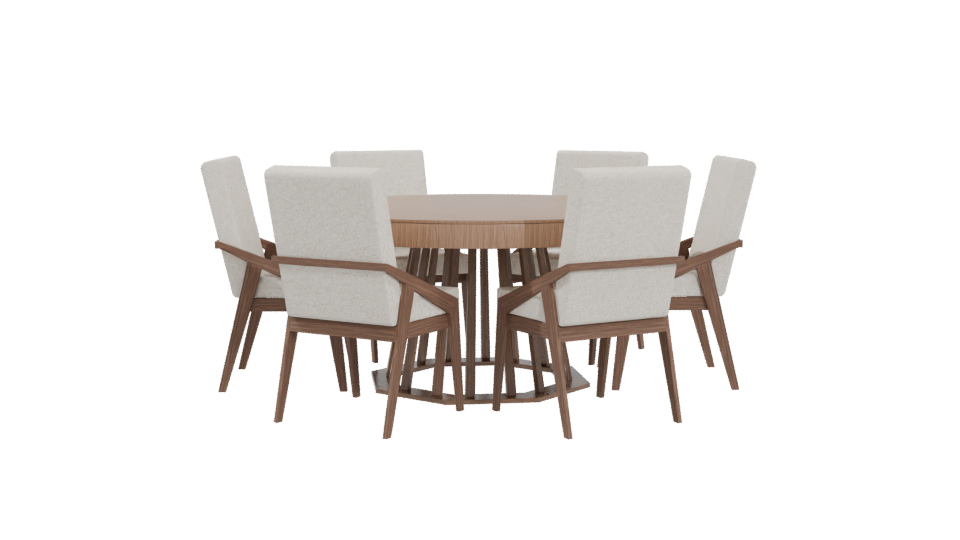 Stylish Round Dining Table Set - Professional 3D Model Render 4