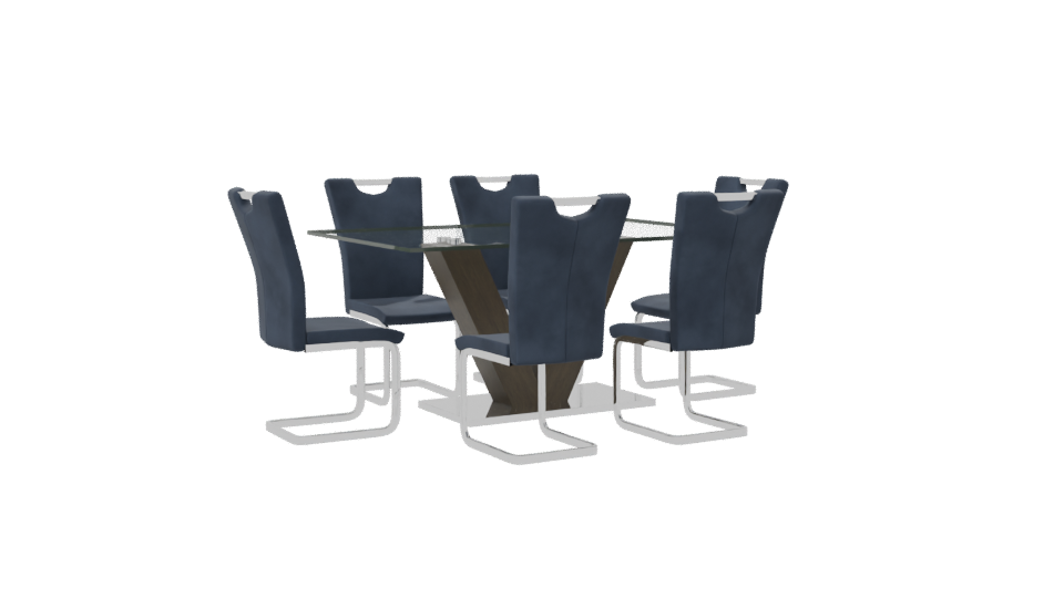 Modern Glass Dining Table Set - Professional 3D Model Render 7