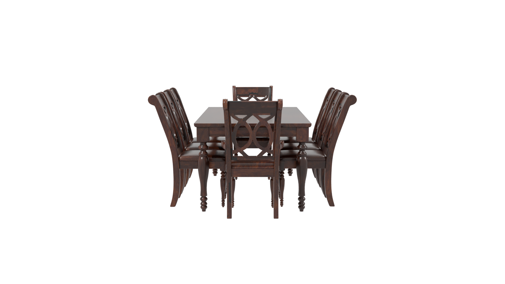 Wooden Dining Table Set 3D - Professional 3D Model Render 2