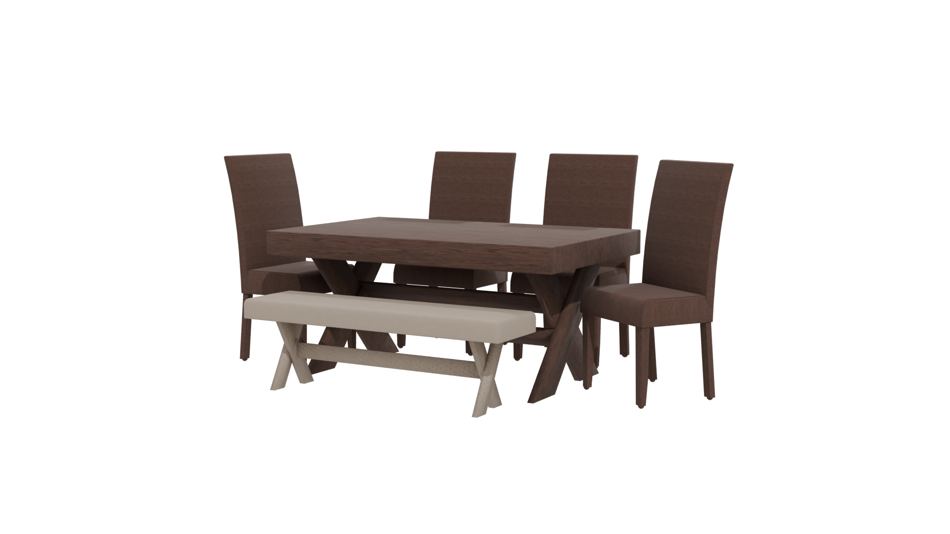 Elegant Wooden Dining Set 3D - Professional 3D Model Render 12
