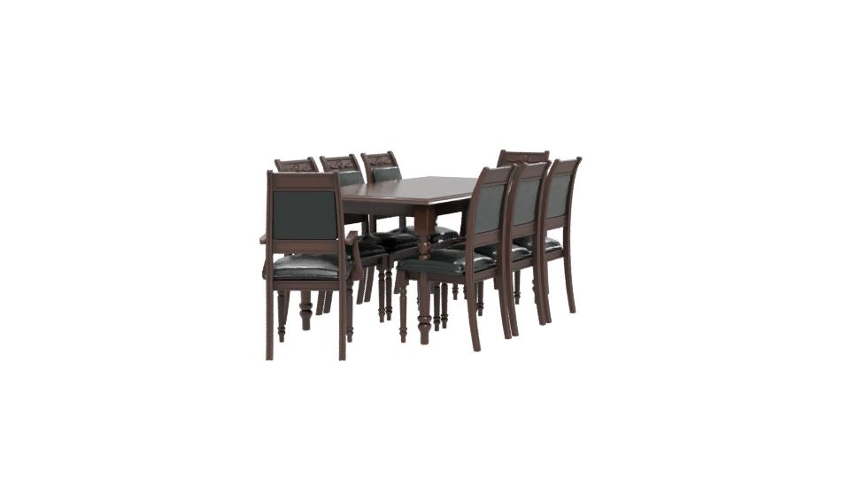 Elegant Wooden Dining Set 3D Model - Professional 3D Model Render 12