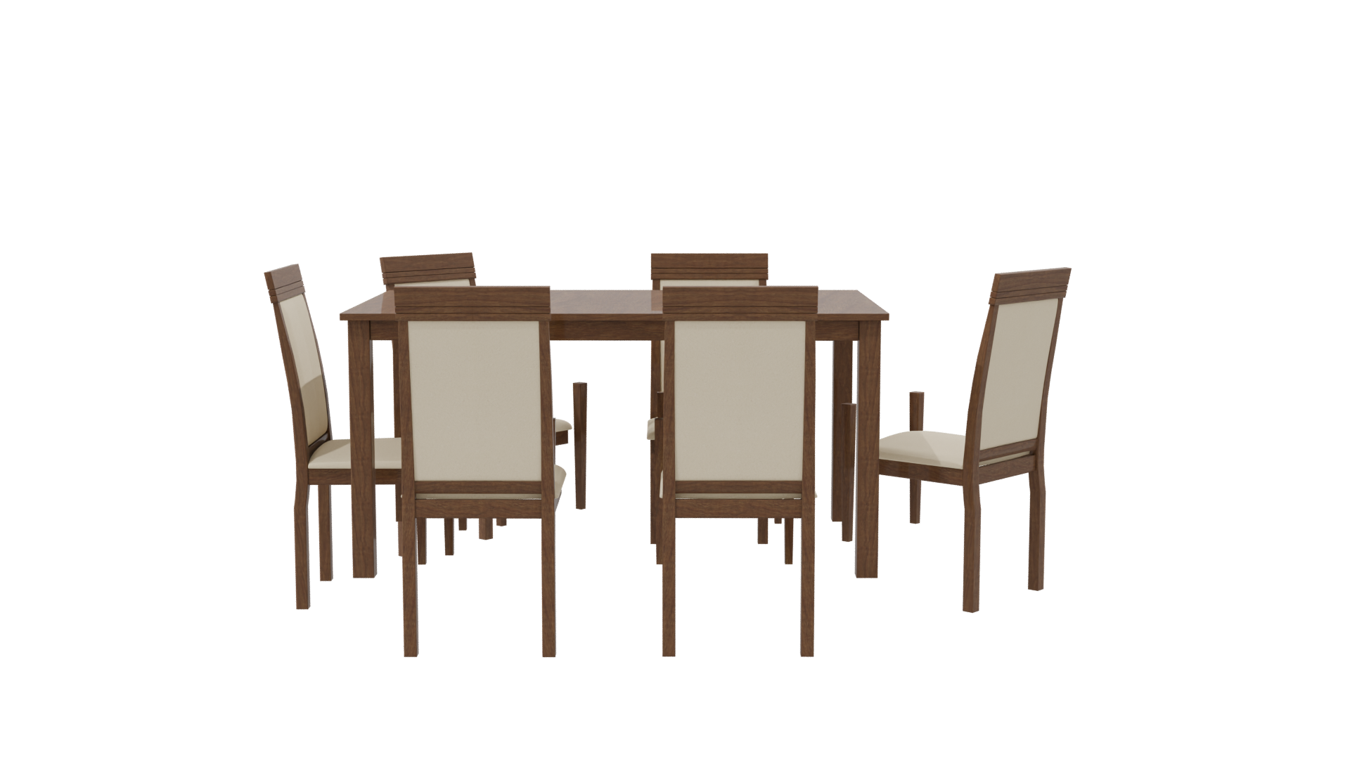Elegant Wooden Dining Table Set 3D Model - Professional 3D Model Render 17