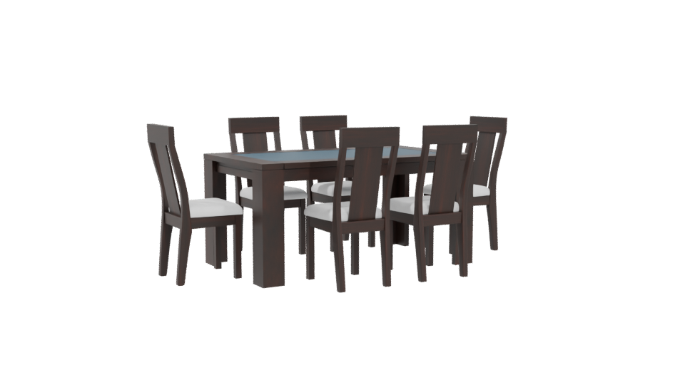 Elegant Modern Wooden Dining Table with Chairs - Professional 3D Model Render 4