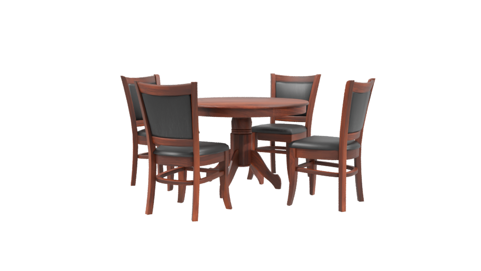 Stylish Round Wooden Dining Set - Professional 3D Model Render 3