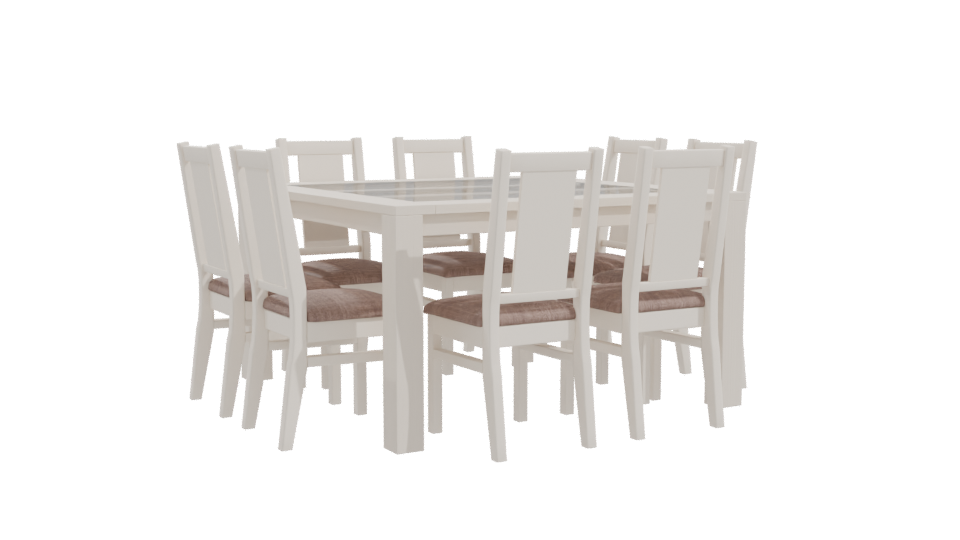 Stylish White Dining Table Set 3D Model - Professional 3D Model Render 10