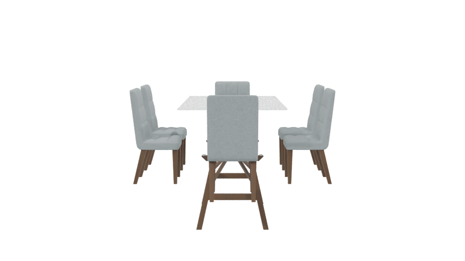 Stylish Glass Dining Table Set - Professional 3D Model Render 2