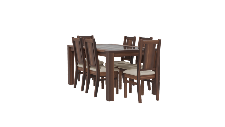 Stylish Wooden Dining Table Set - Professional 3D Model Render 13