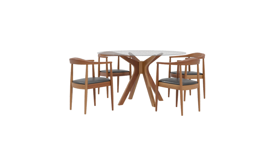 Stylish Modern Dining Table and Chair Set 3D Model - Professional 3D Model Render 4