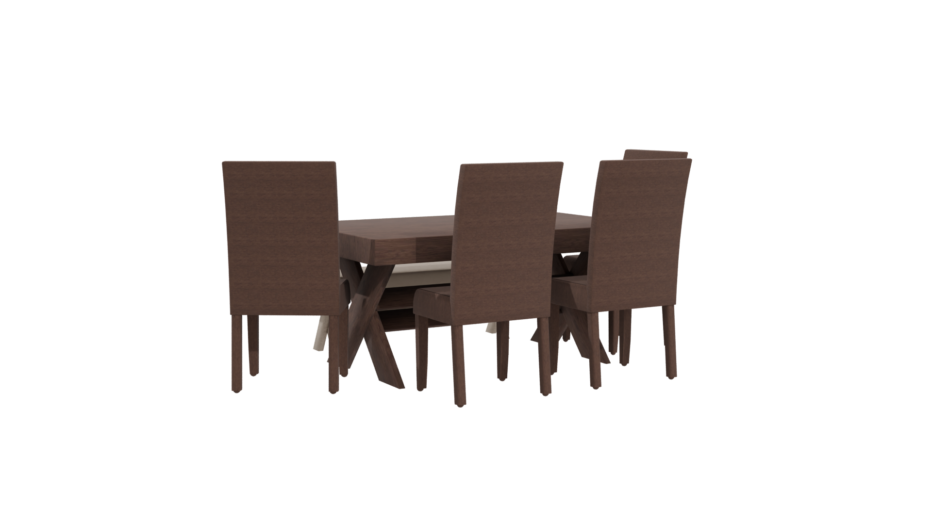 Elegant Wooden Dining Set 3D - Professional 3D Model Render 4