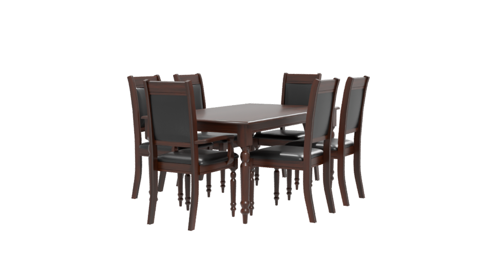 Elegant Wooden Dining Table with Chairs Set 3D Model - Professional 3D Model Render 12