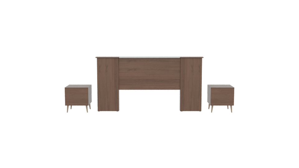 Stylish Wooden Bed Frame Set - Professional 3D Model Render 5